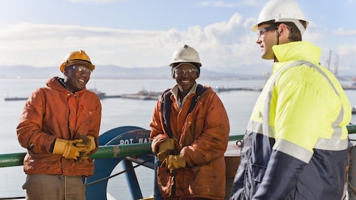 Workers talking