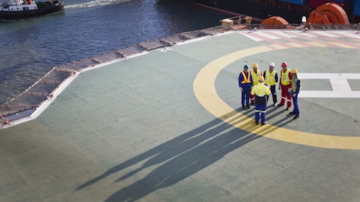 workers on helipad